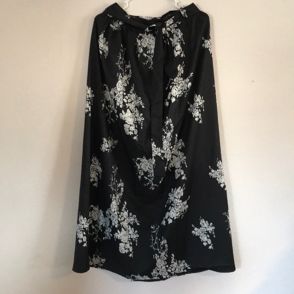 Black and white floral wrap skirt